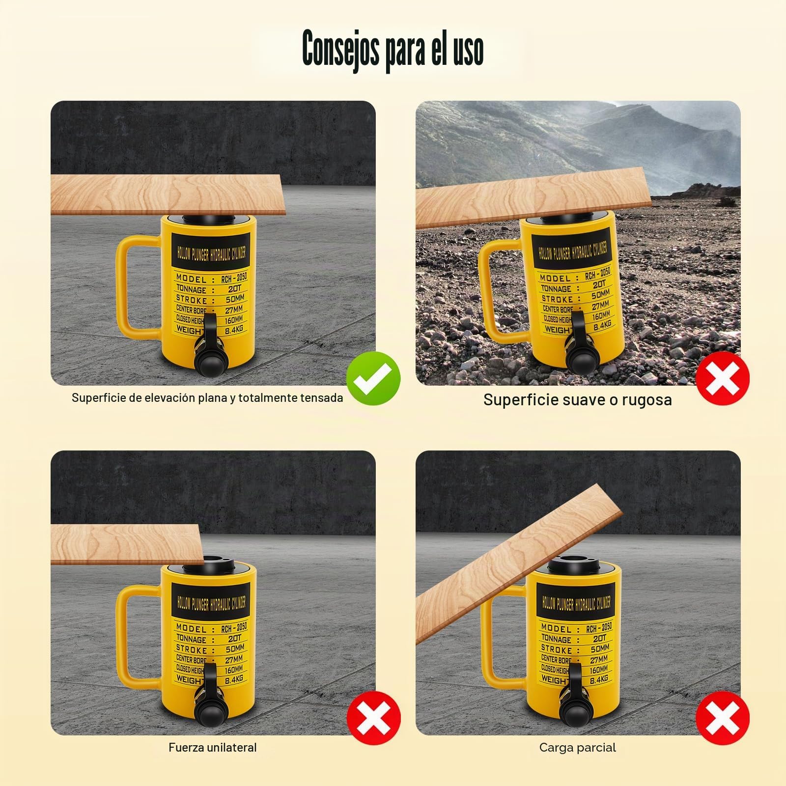 Cilindro hidráulico 20T con 160 mm, cilindro hueco, cilindro de pistón hueco, gato de sello y bomba de aceite manual, cilindro de marco hidráulico para edificios y puentes RCH-2050
