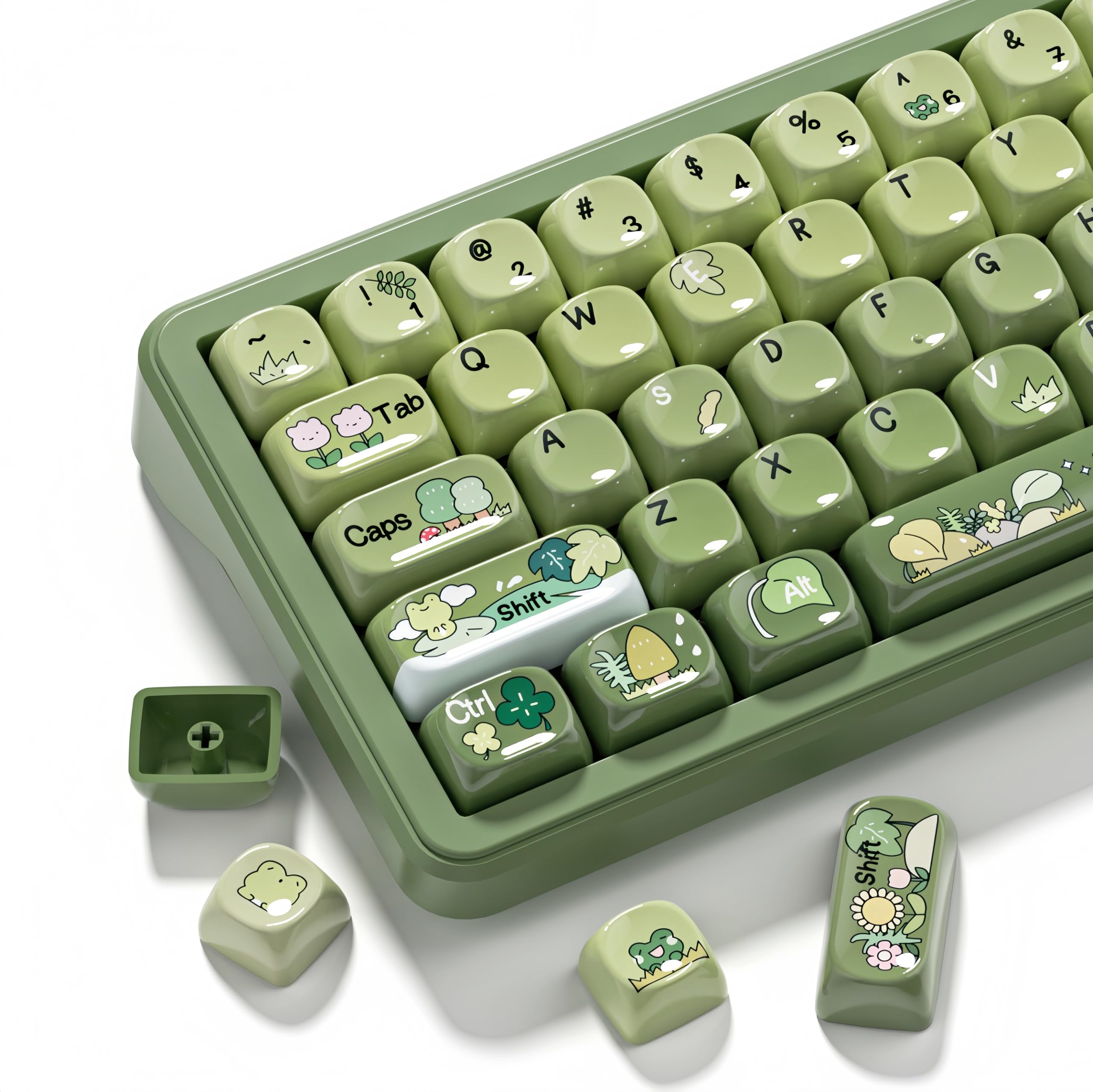 dagaladoo PBT Keyboard keycaps Ceramic Style,Matcha Green moa keycaps