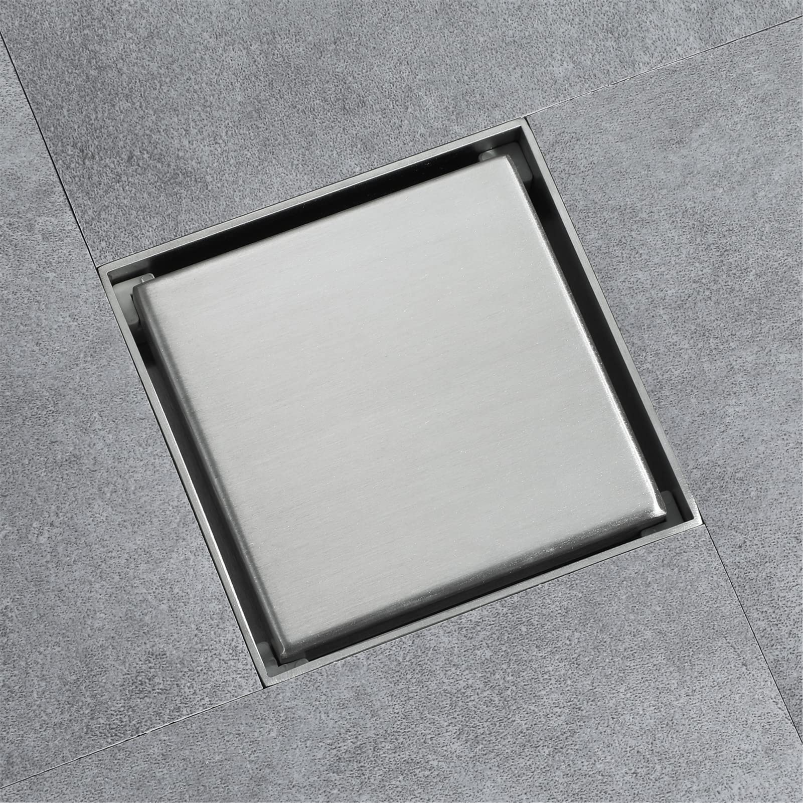 Desagüe cuadrado de acero inoxidable con recogedor de pelo para baño, cocina, garaje, 10 x 10 cm