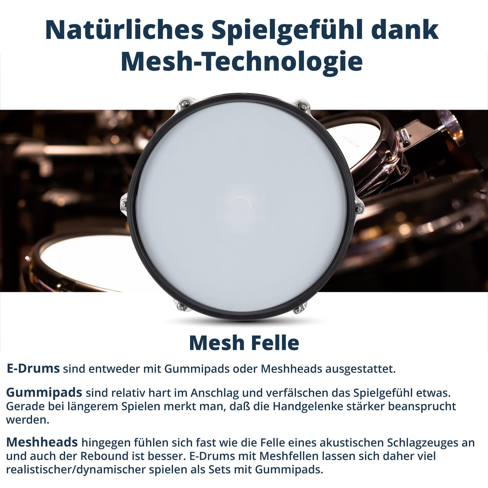 XDrum DD-530 E-Drum Set mit Mesh Heads - Elektronisches Schlagzeug mit 3 Becken Pads 4 Mesh Head Pads, 1 Kick Pad und Rack - 45 Drumkits mit 455 Sounds und Lernmodus mit Play-Along Tracks - Schwarz