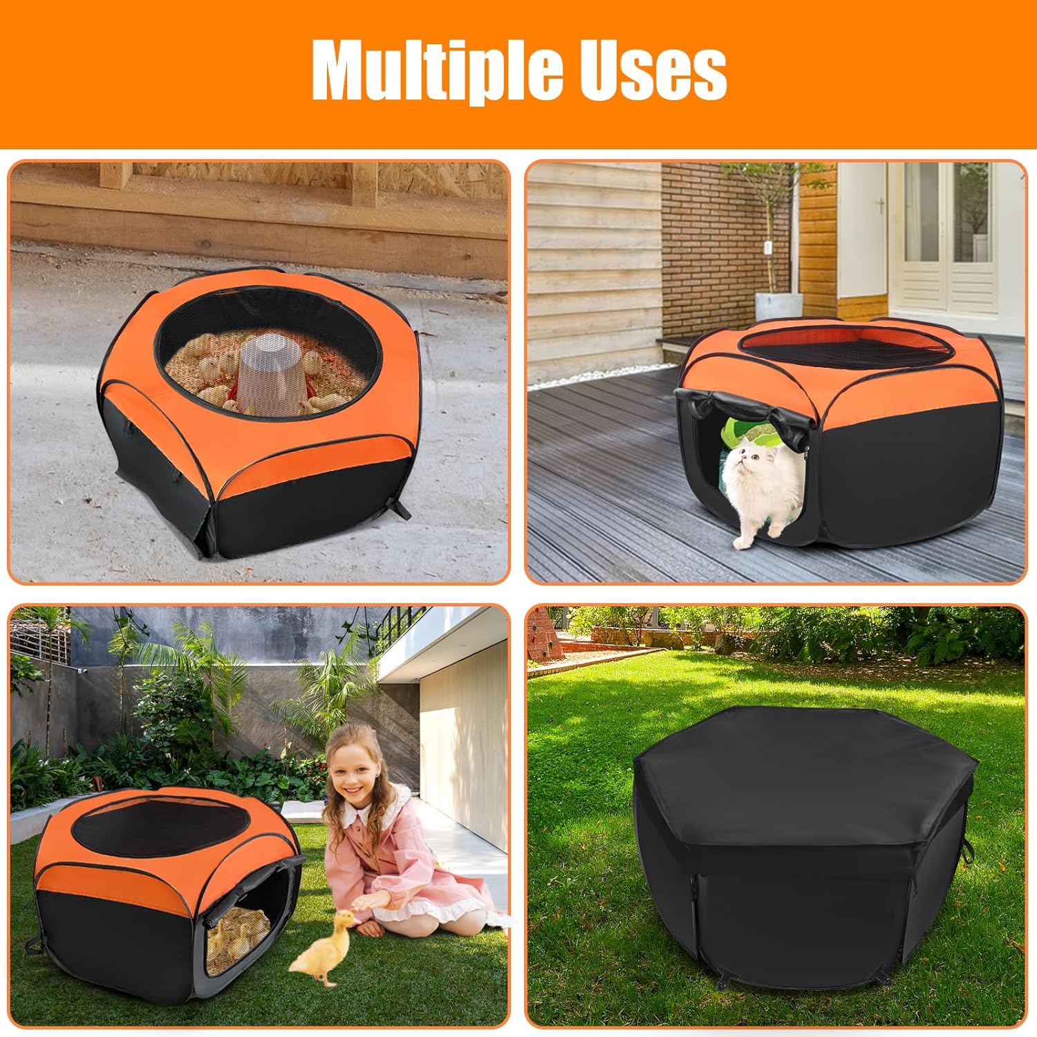 Brooder Box for Chick, 6-in-1 Chick Starter Kit, Includes Brooder Heating Plate, Baby Chicken Pen, Chicken Feeder, Waterer, Perch, Nesting Pad (Brooder Set)