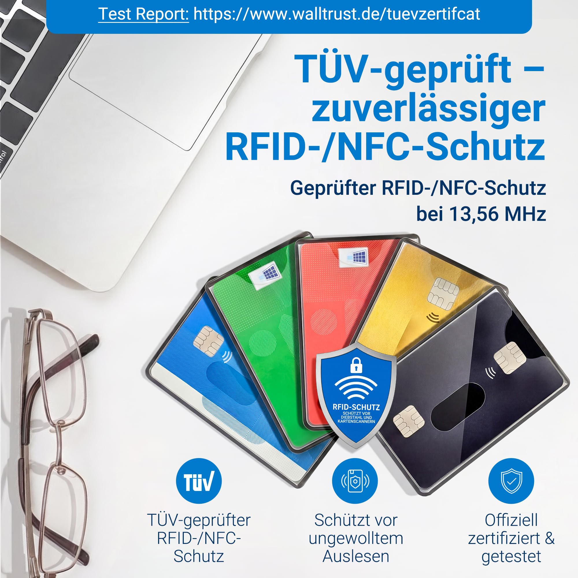 WallTrust RFID NFC Blocker Protective Cover - Pokrowiec ochronny na karty kredytowe, zestaw 3 sztuk, przezroczysta twarz, przezroczysty matowy, Jeu de 6, Klasyczny