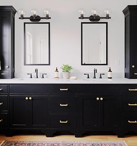 Miniatura 5 de Dan Modern Farmhouse - Lámpara de tocador de 3 luces industrial con pantalla de globo de vidrio transparente para dormitorio, pasillo, cocina,