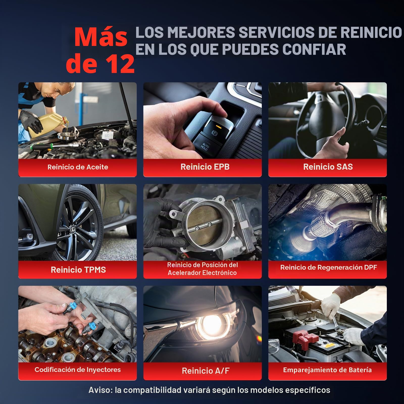 Launch CRP129e Plus OBD2 Herramienta de diagnóstico de Coche con Todos los Sistemas, 12+reinicio ABS/EPB/DPF/SAS/TPMS Reset/Equilibrio de batería/codificación de inyector/Aceite/válvula de Acelerador
