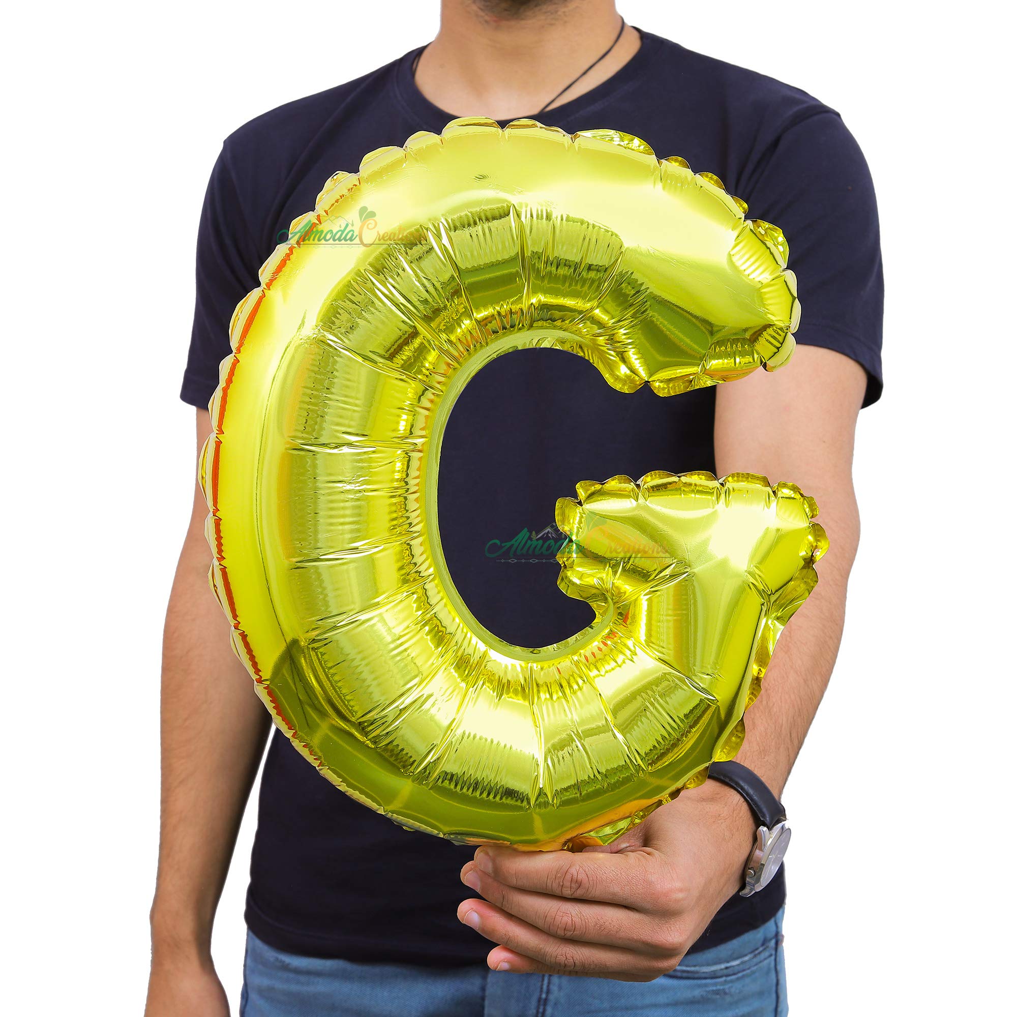 Almoda Creations Balloon Alphabets For Party Decoration-Choose Alphabets/Numbers-Make Your Own Custom Phrase For Party With 16-Inch Golden Color Foil Letters & Numbers (Golden-G-Letter)