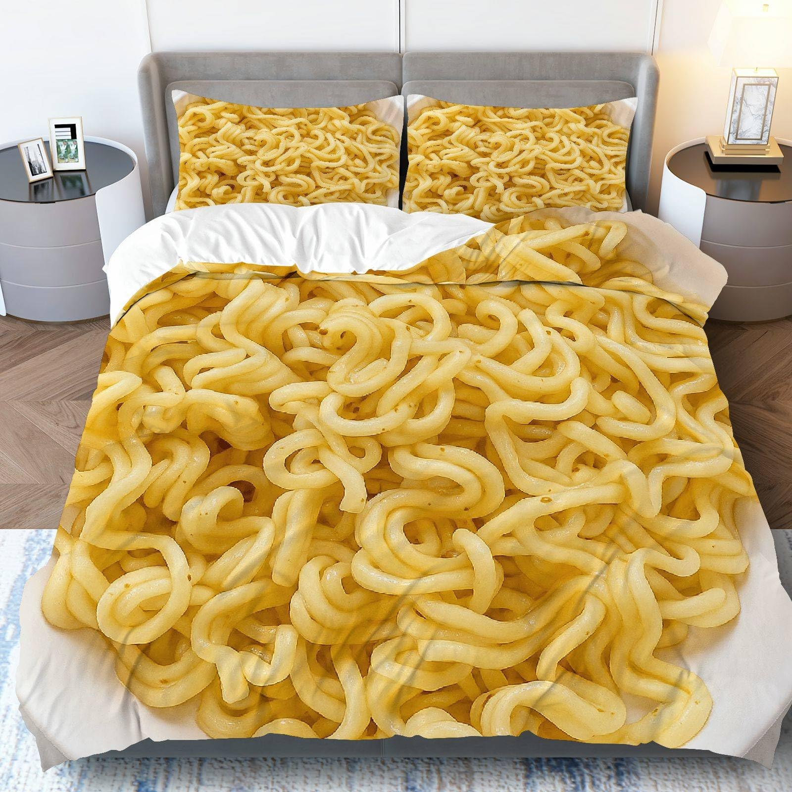 Parure de lit 3 pièces à motif nouilles pour sublimer le style d'une chambre d'amis