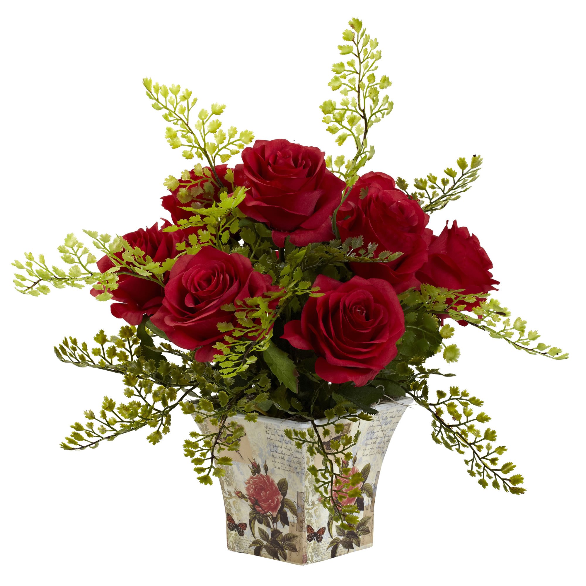 Rose rouge artificielle pot rouge NearlyNatural 1379-RD plante intérieur