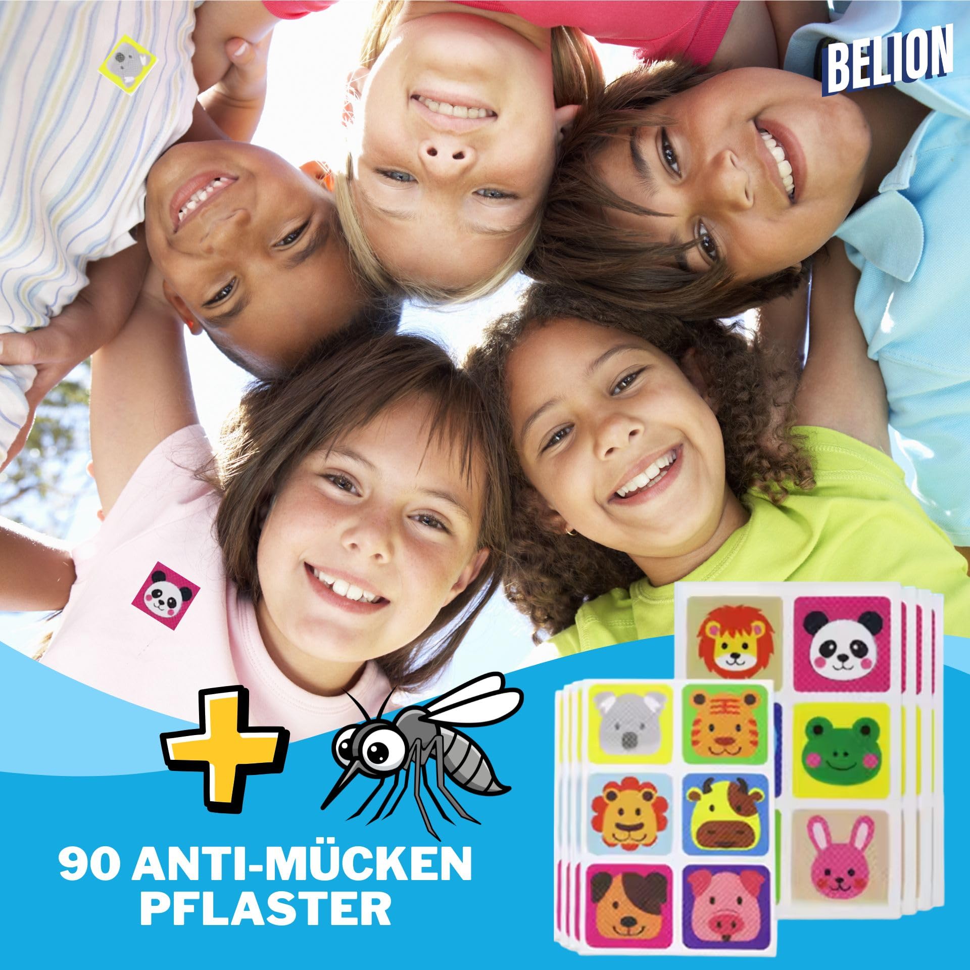 BELION Mückenschutz Armband | Mückenarmband Kinder & Erwachsene | 10er Set mit 90 Mückenpflaster | Anti-Mücken-Armband für Outdoor, Camping, Reisen & Urlaub