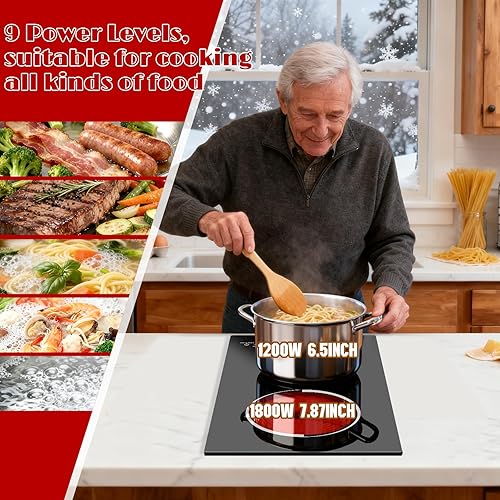 Vista 24 de Karinear Placa eléctrica de 30 pulgadas, 4 quemadores, control de perilla con placa de cerámica integrada, estufa eléctrica radiante de 30 pulgadas