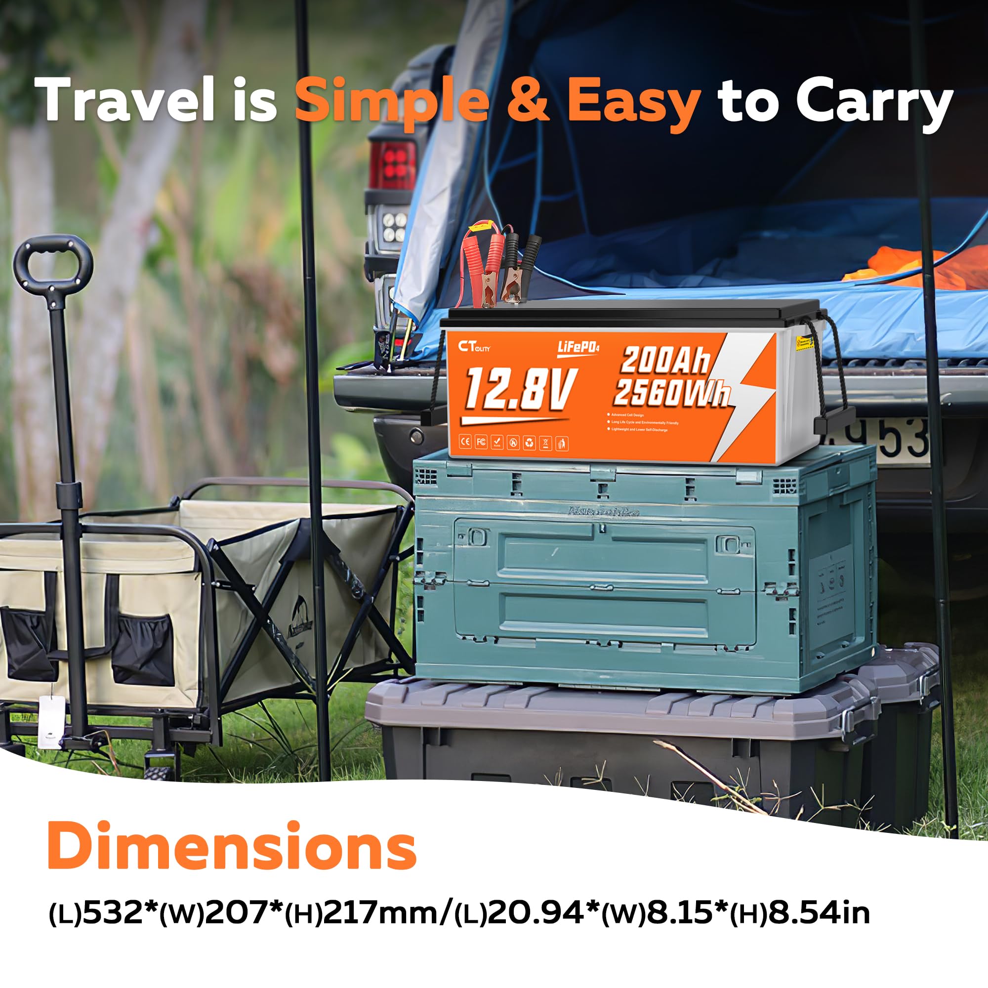 Batería de Litio 12V 200Ah, Batería LiFePO4 12V para Kayak con BMS 200A, Bateria Litio Recargable de Ciclo Profundo con más de 4000 ciclos, para Sistemas Solares, Barcos, Caravanas, Camping