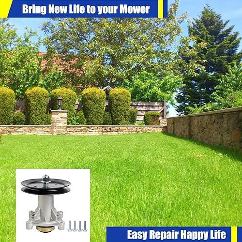 Miniatura 7 de SCBHWJ Conjunto de husillo 187292 187281 192870 532187292 532187281 532192870 con polea 195945 197473 Compatible con Husqvarna 42" 46" 48" 54"