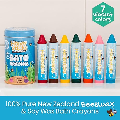 Miniatura 4 de Honeysticks Crayones de baño súper jumbo no tóxicos (paquete de 7) para niños pequeños de 1 a 3 años y niños de 4 a 8 años, crayones de cera de