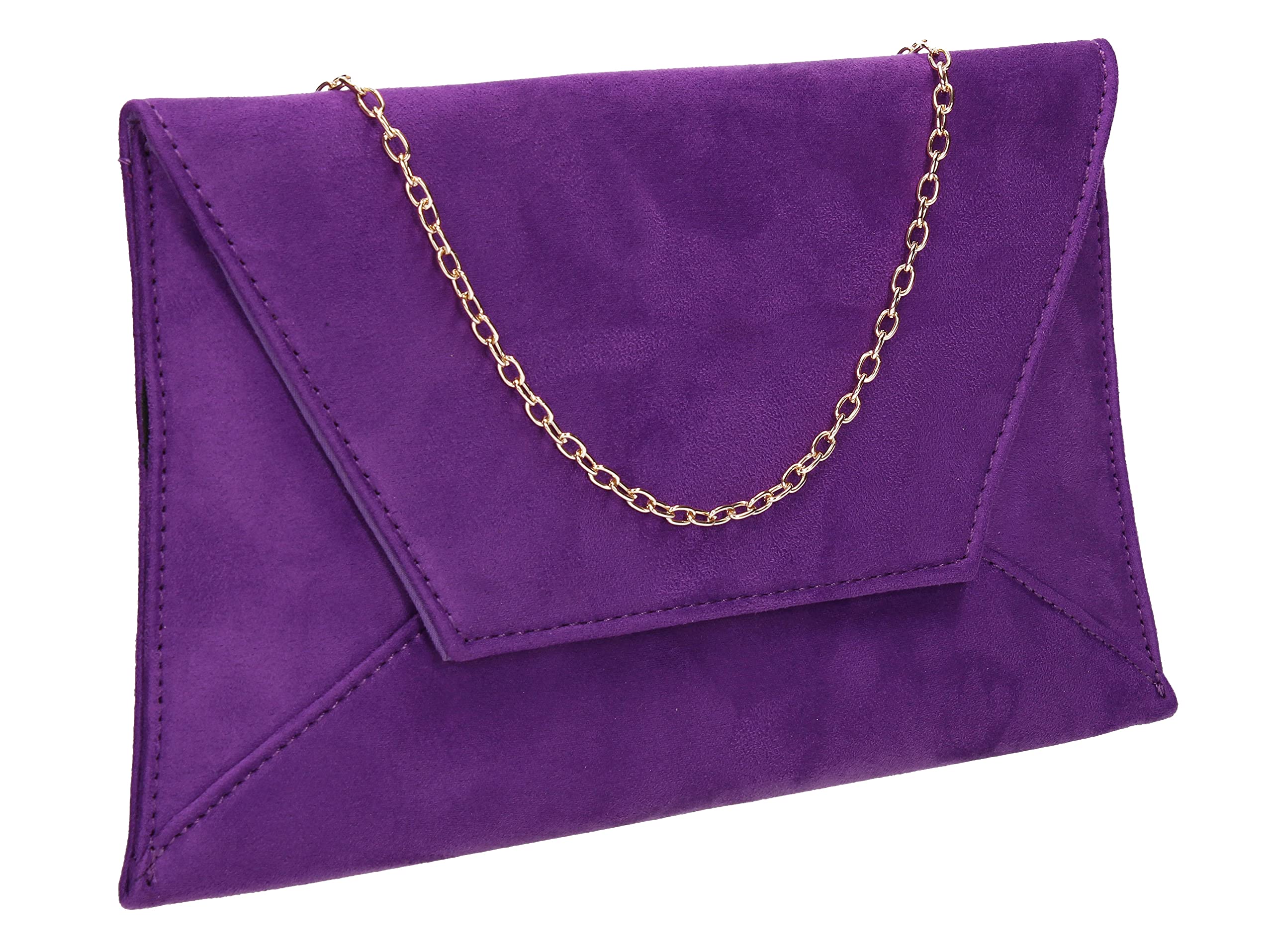 SwankySwans Dory Suedette Slim Party Prom Wedding Bridal Clutch Bag (Purple)