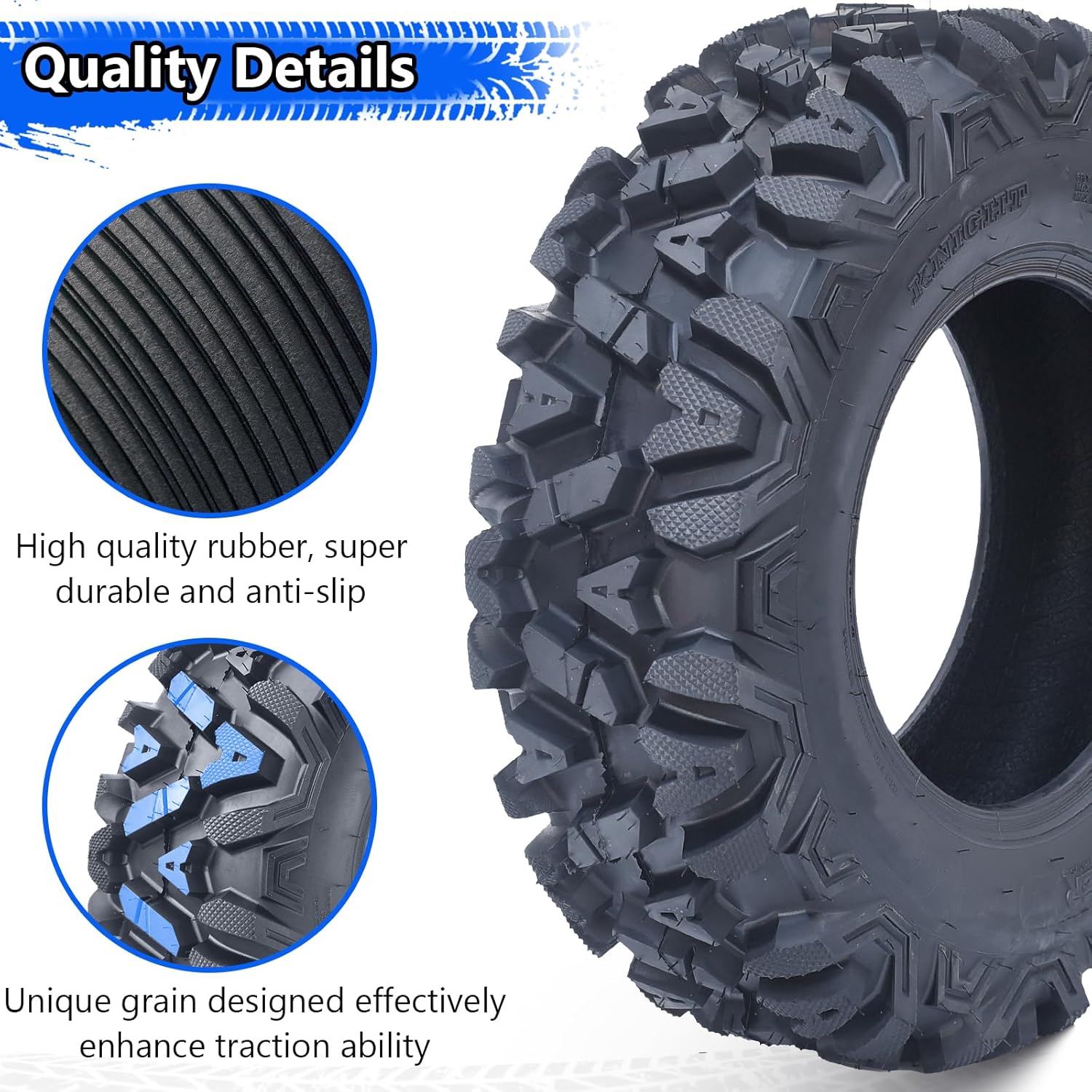 GarveeLife Enhanced Traction ATV/UTV All-Terrain Tire Set - 27x8-12, 6PR Tubeless, Deep 20mm Design, Mud & Sand Trail, Utility Vehicles, 2 Pack, AT27x8-12-6PR TL KNIGHT