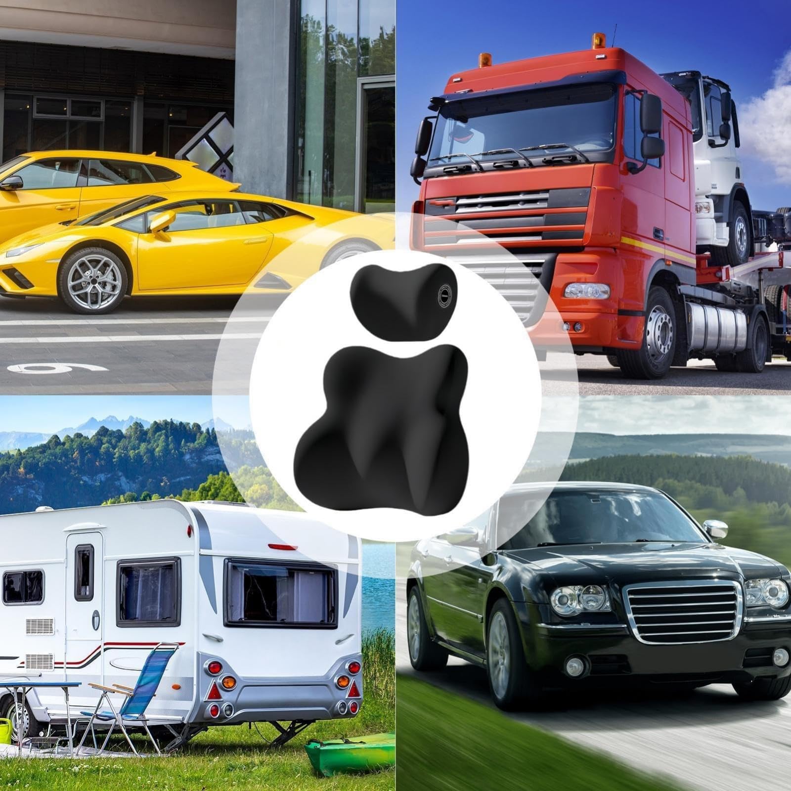Juego De Cojines para Reposacabezas Y Soporte Lumbar para Coche,Cojín De Cuello Y Respaldo De Espuma Viscoelástica,Cojín Ergonómico para Asiento De Coche para Una Conducción Relajada,Negro