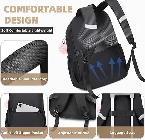 Miniatura 4 de AO ALI VICTORY Mochila para niñas y mujeres, mochila de viaje para laptop, mochila para campus, mochila escolar primaria con juego de lonchera, Set