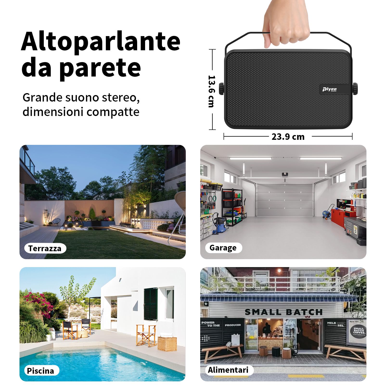 Casse Bluetooth da Esterno Attive + Passive con Amplificatore Integrato, Supporto Bluetooth e Aux, Confezione da 2 (MZ-622)