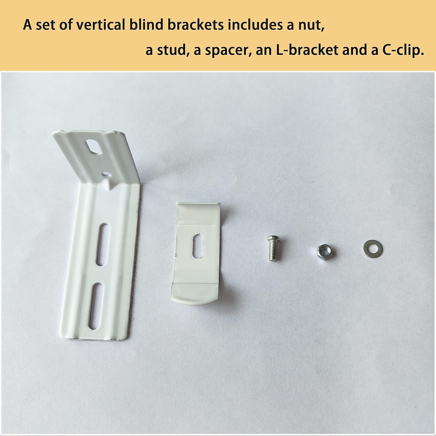 6 pcs Vertical Blind L Bracket Vertical Blind Bracket Clips 3 inch Length for Vertical Blinds with Headrail Width 1-1/2"(38mm) Bracket Clips Outside Mounting