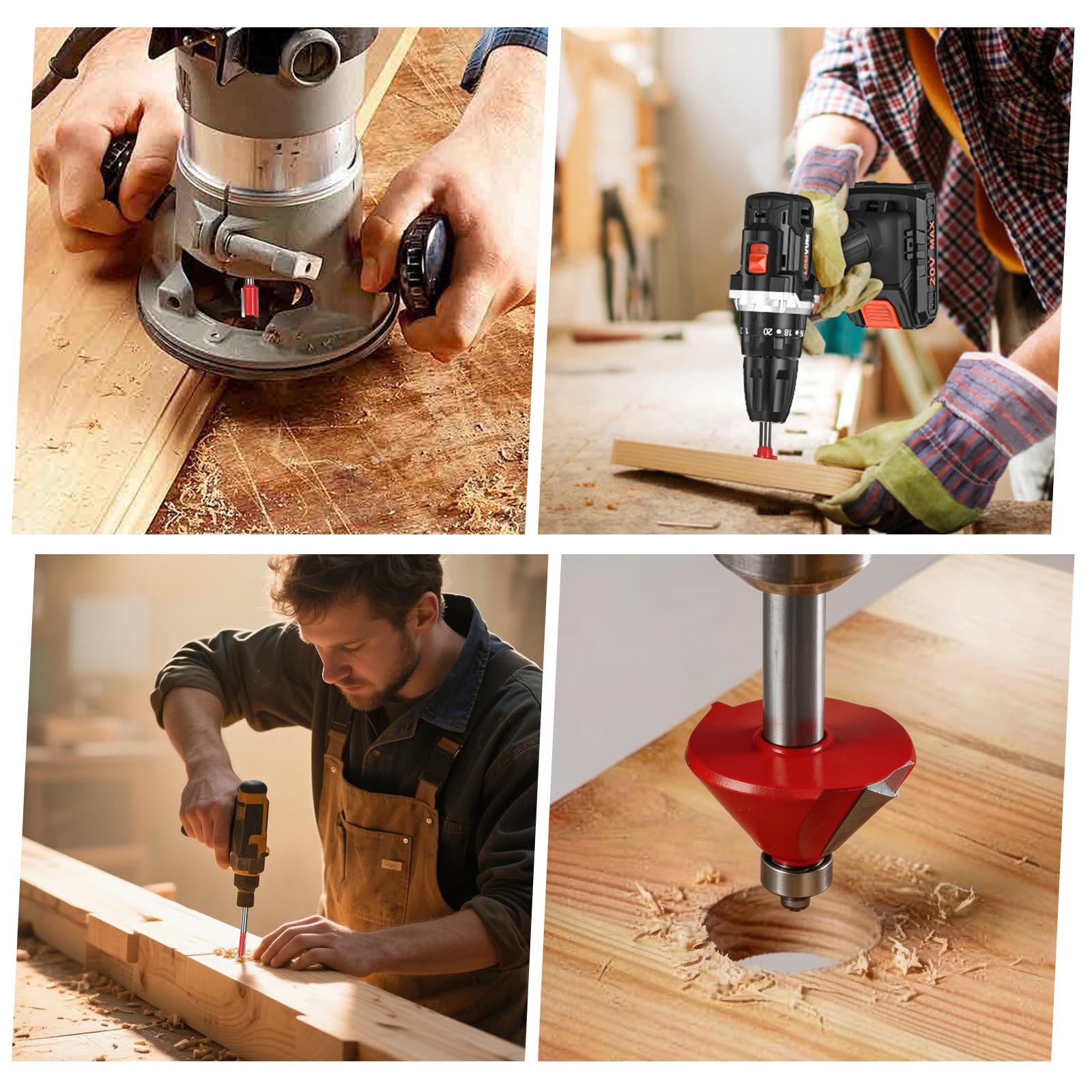 Set di 12 Frese in Carburo di Tungsteno per Fresatrice Verticale - Gambo da 6 mm | Cassetta in Legno per Punte da Fresa | Accessori Professionali per Lavorare Legno, MDF e Plastiche