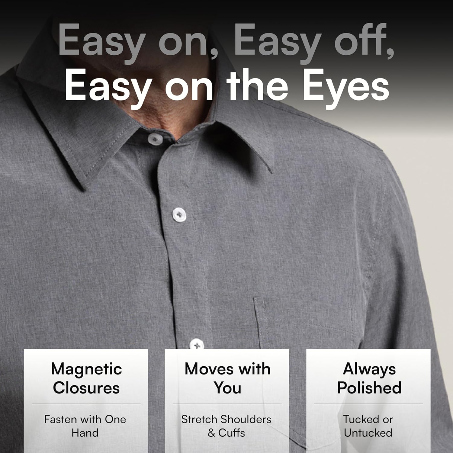 Joe & Bella Men’s Magnetic Button-Down Long-Sleeve Adaptive Shirt - Image 5