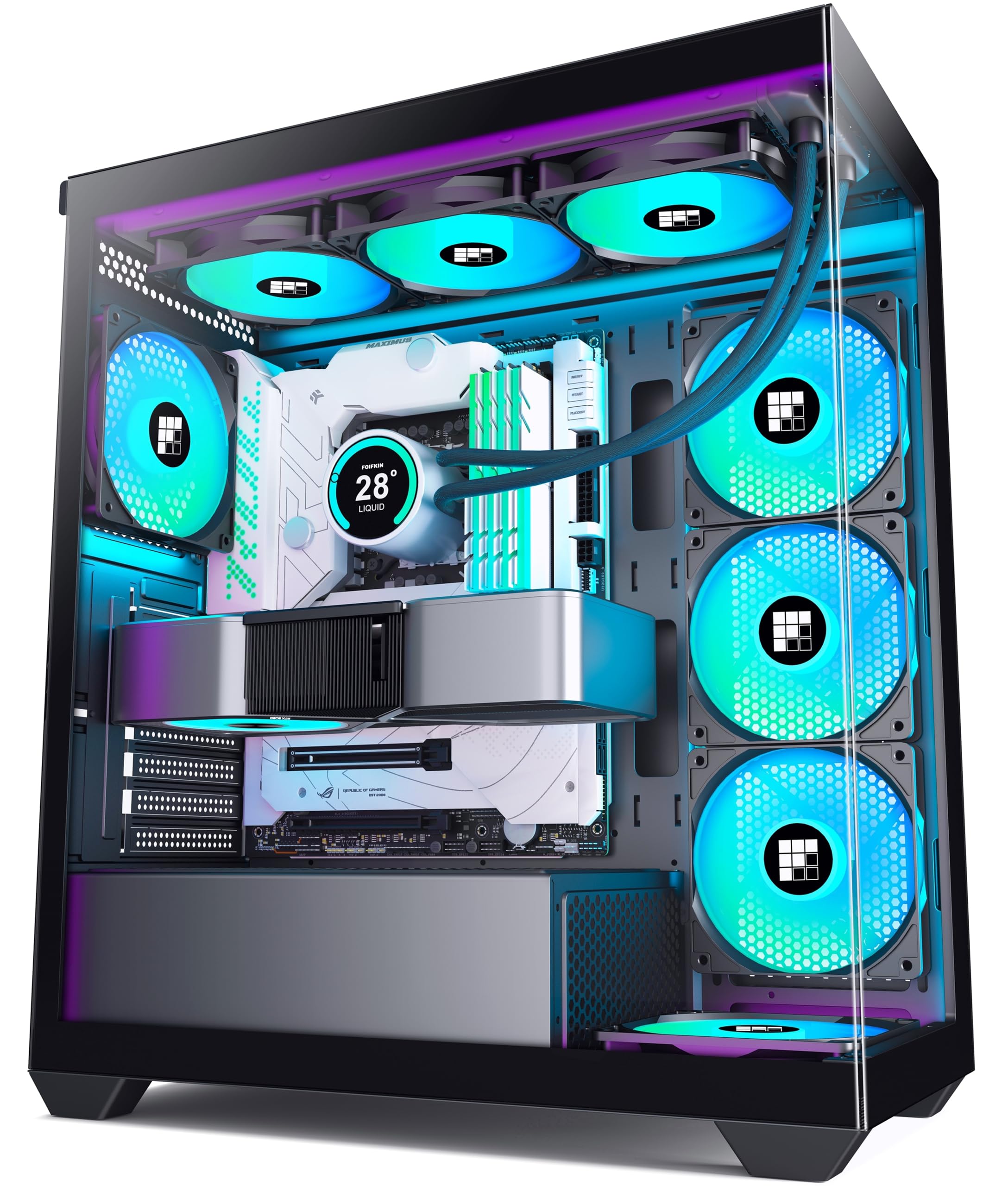 FOIFKIN F1 ATX PC Case - Pre-Installed 6 PWM ARGB Fan, ATX Mid-Tower Gaming PC Case, with Type-C (Black, F1) — view 9