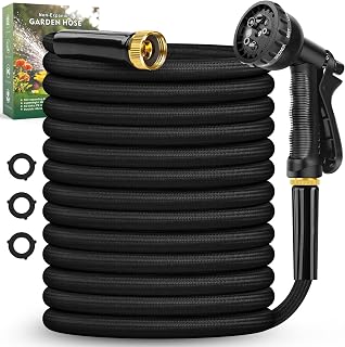 Lipoliftco 100FT Lightweight Non-Expanding Garden Hose with 8-Function Nozzle - Leak-Proof, Kink-Free, 3/4" GHT for Yard & Outdoor Use