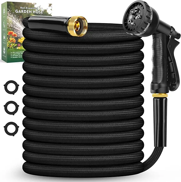 Lipoliftco Garden Hose 100FT, Non-Expanding, Lightweight Hose With 8 Function Nozzle, Leak-Proof, No-Knot, Easy to Carry, Wear-Resistant, Sturdy, Flexible, 3/4GHT, Water Hose for Yard, Garden, Outdoor