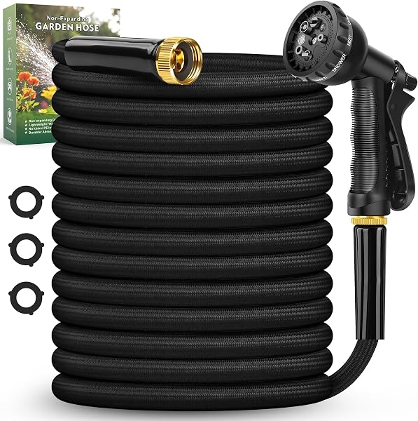 Lipoliftco 100FT Non-Expanding Garden Hose with 8 Function Nozzle