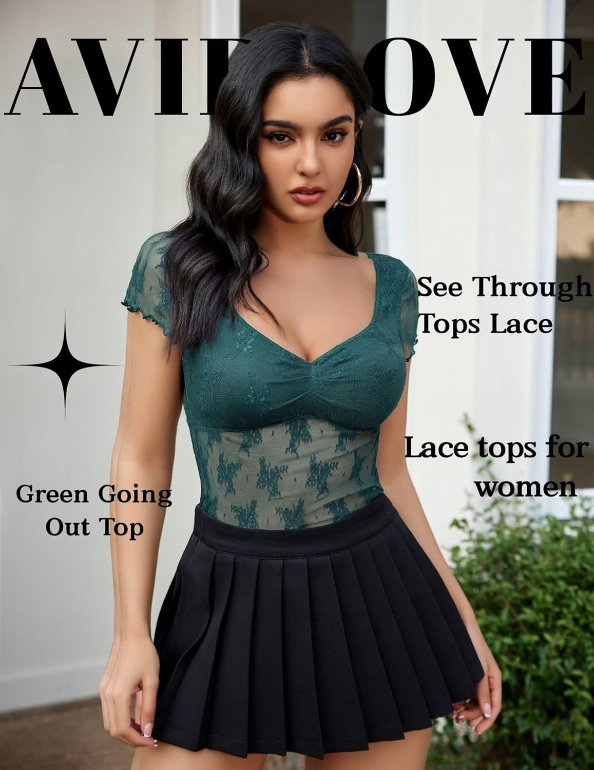 Avidlove Women Mesh Sheer Sexy Top Square Neck Camisole Lingerie Short Sleeve Tank - Image 2