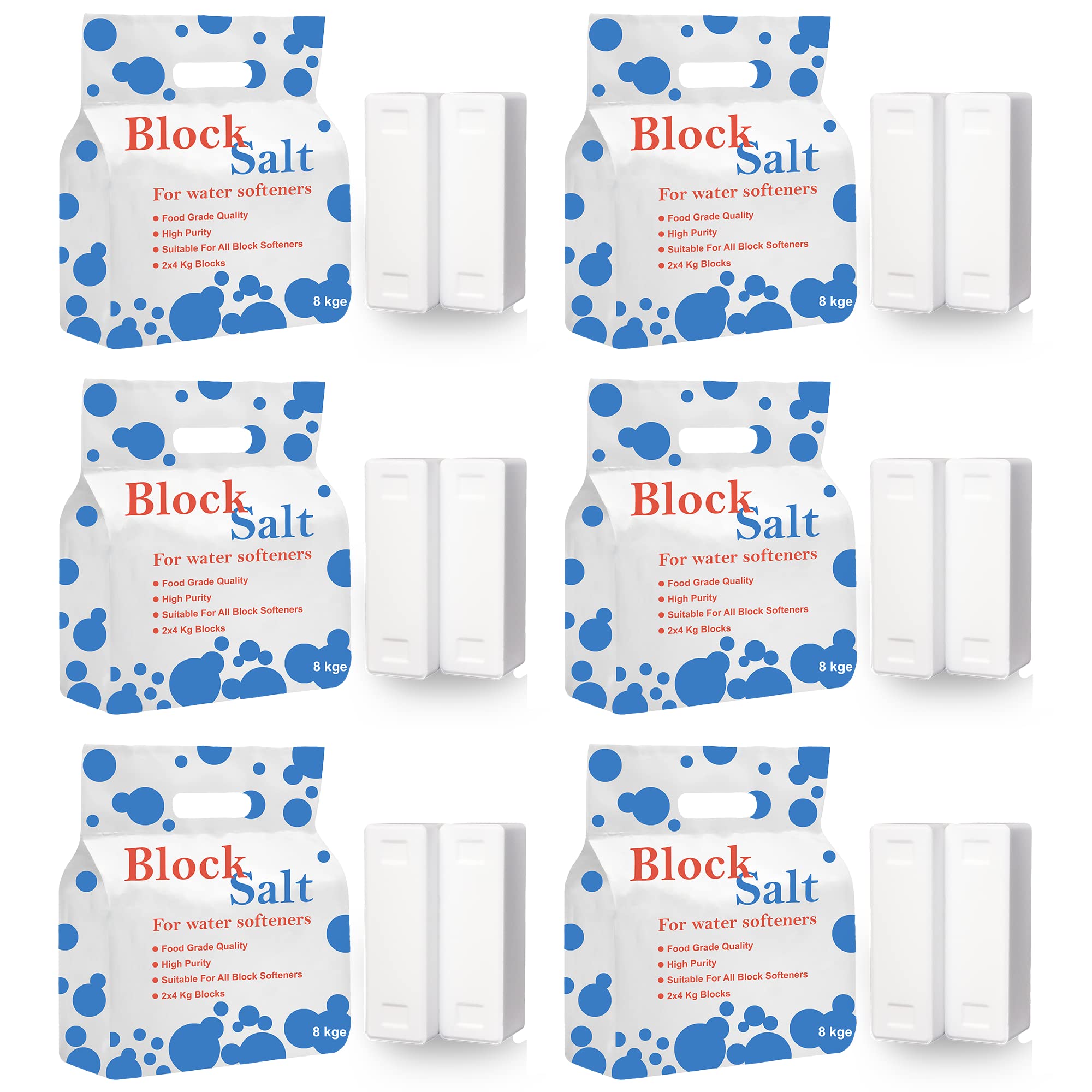 HSD Water Softener Salt Block - Food Grade, Compatible with All Machines - 6 Pack