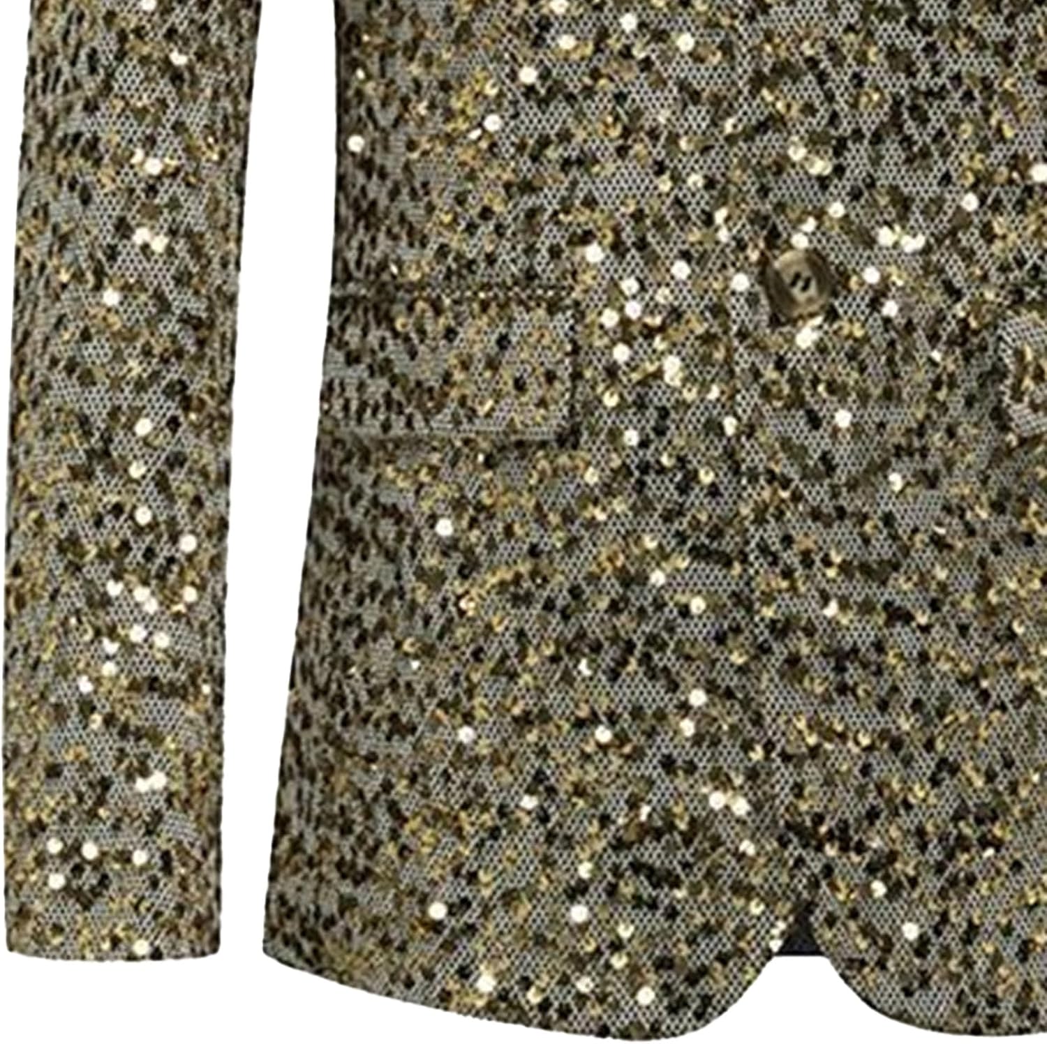Men Notched Lapel Sequin Suit Jacket Classic Shiny Solid Perform Blazer Coat Two Button Prom Wedding Sport Coat