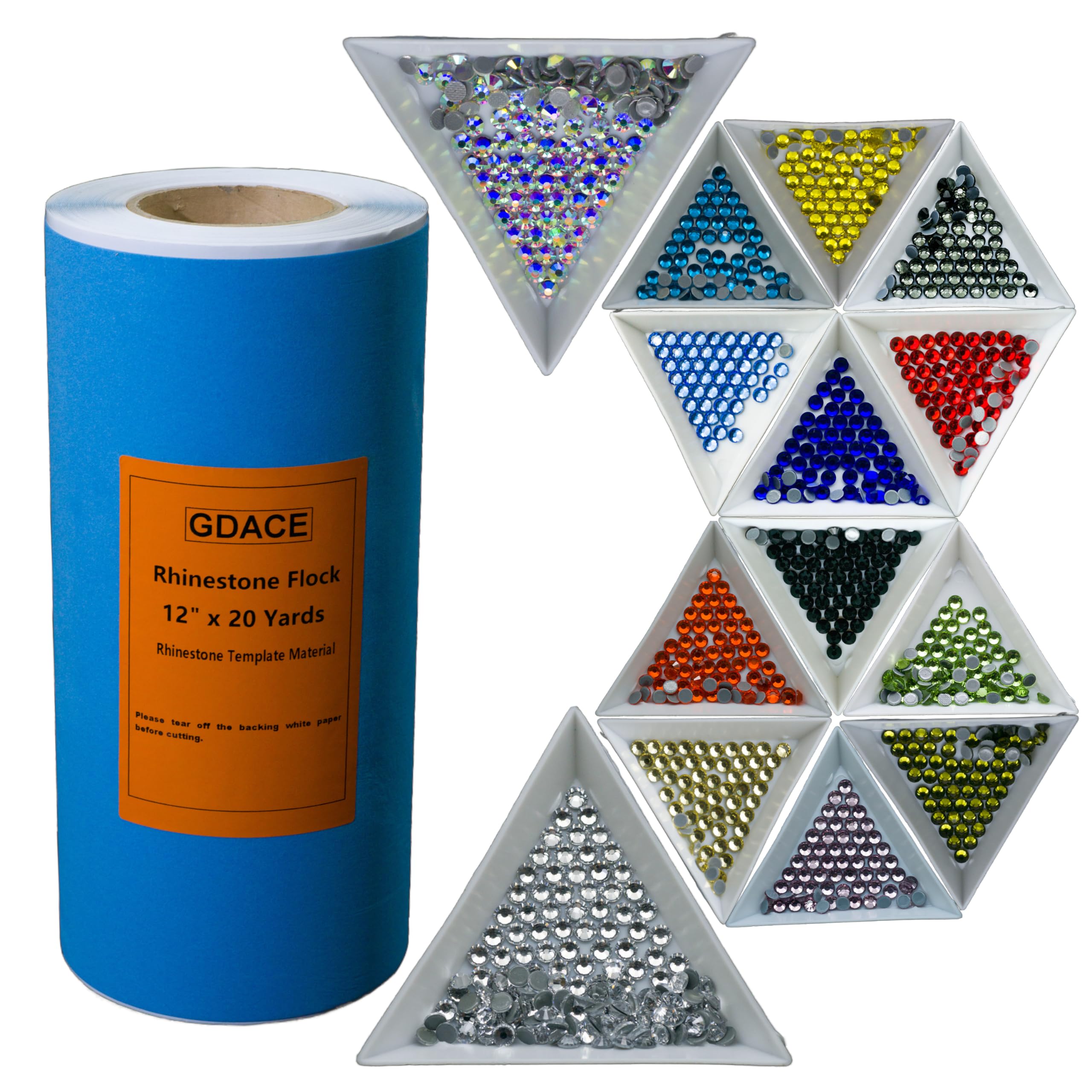 Rhinestone Flock Template Metarial Sticky Flock Adhesive Stencil Flock Magic Sticky Flock Rhinestone Flock in roll 12" W x 20Yards L 14colors hotfix Rhinestones