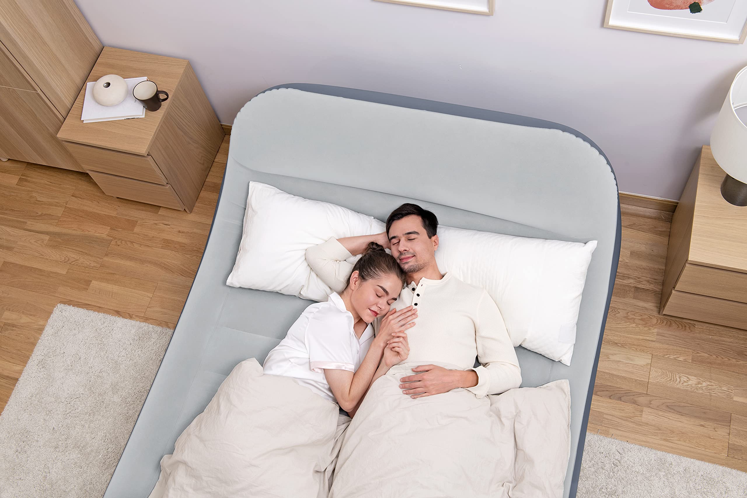 Bestway 89" x 60" x 33"/2.26m x 1.52m x 84 cm Tritech SleekFlow Headboard Air Mattress Queen Built-in AC Pump