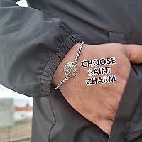 Vista 2 de St Benedict Medallion Medal Chain Stainless Steel Bracelet