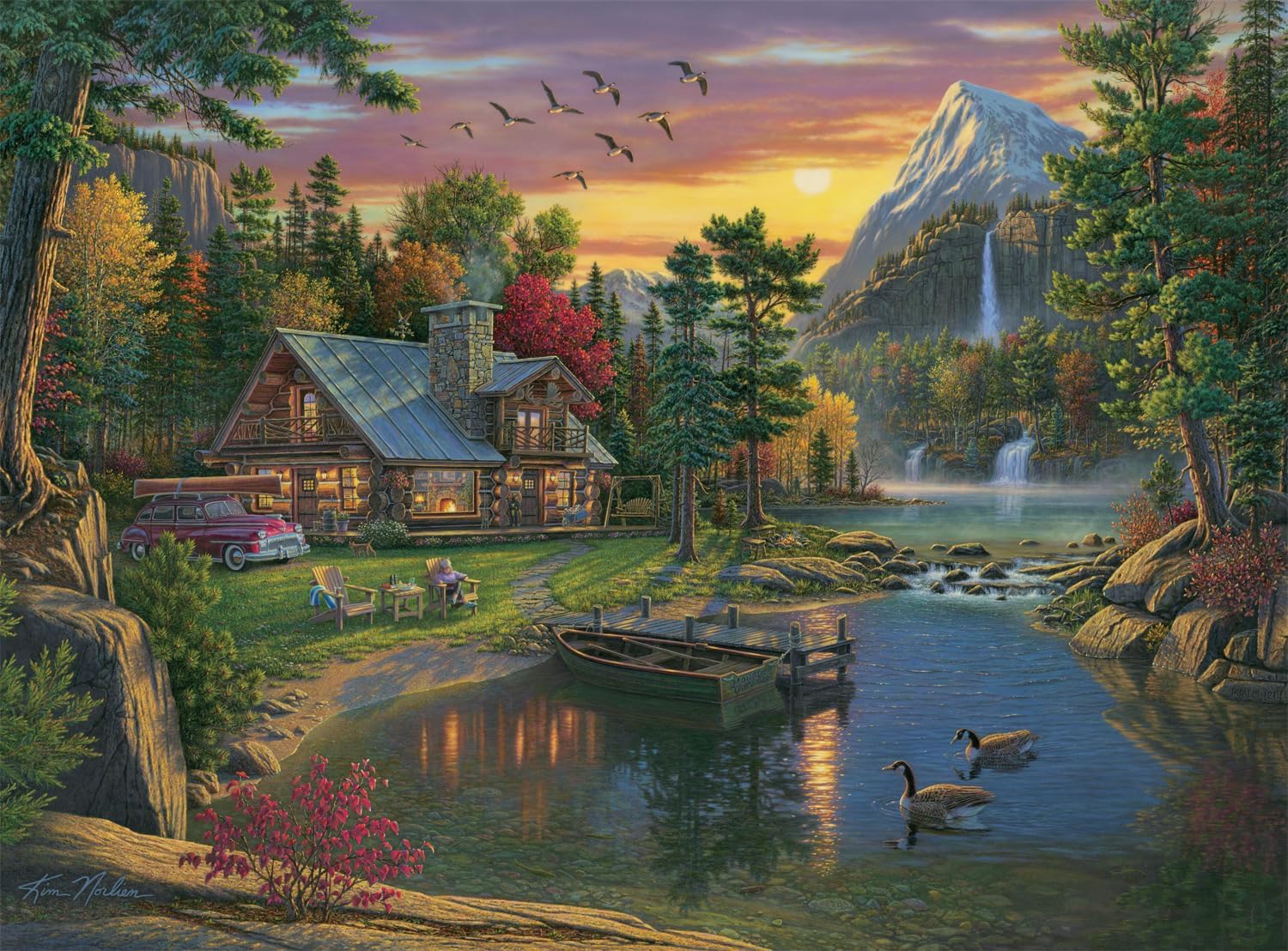 Buffalo Games Puzzle „Abend Am Bergsee“ – 1000 Teile, Kunst Von Kim Norlien, Mit Versteckten Motiven, 67,9x50,2 Cm