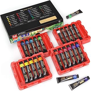 Sponsored Ad - ARTEZA Watercolor Paint, Set of 24 Colors/Tubes, (12ml/0.4 oz) W/ Storage Box, Non Toxic Paints for The Pro...