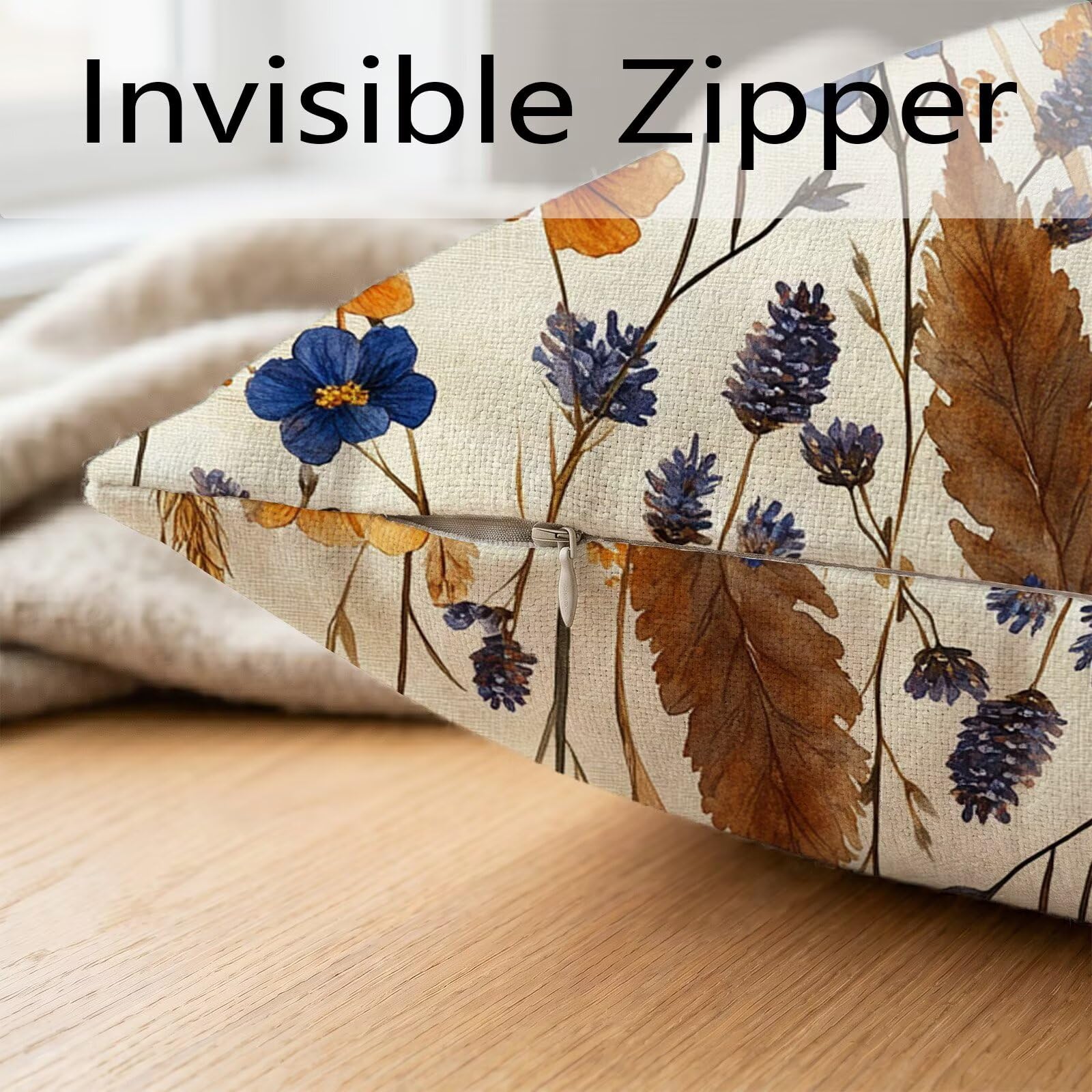 Fundas de Cojines Impermeables para Exterior Rural Funda Cojin 55x55 cm Juego de 4 Cuadradas Lino Funda de Almohada Decorativas para Sofá Terraza Silla Jardín Cojines Decorativos (Flor) L-O499