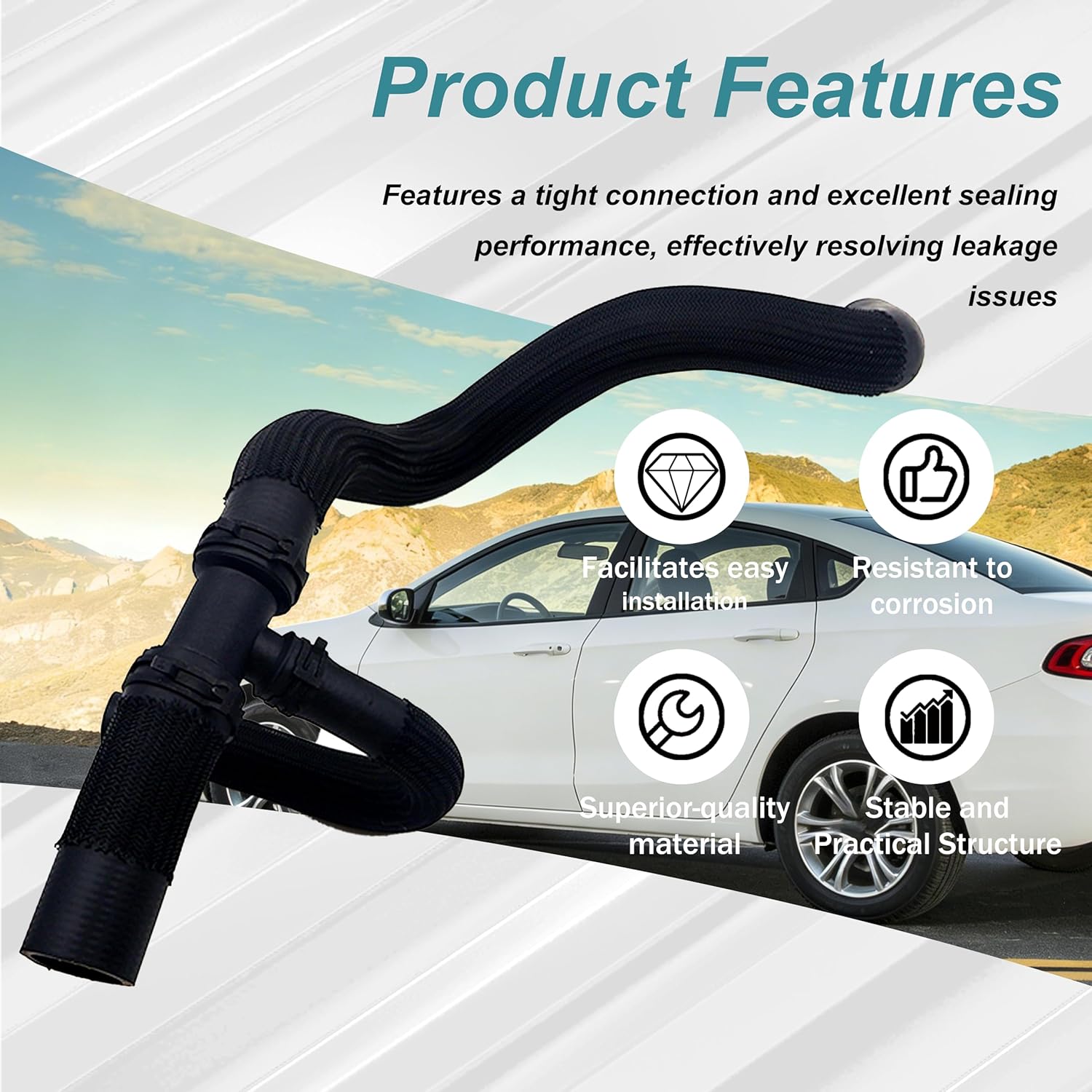 68092560AC Upper Radiator Coolant Hose Compatible with Dodge Dart 2012 2013 2014 2015 2016 Replace 68092560AC, Upper Radiator Coolant Hose