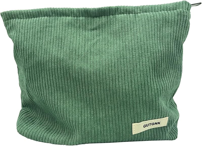 Necessaire de cosméticos GUTGNK em lona cotelê verde-grama, Pacote com 1
