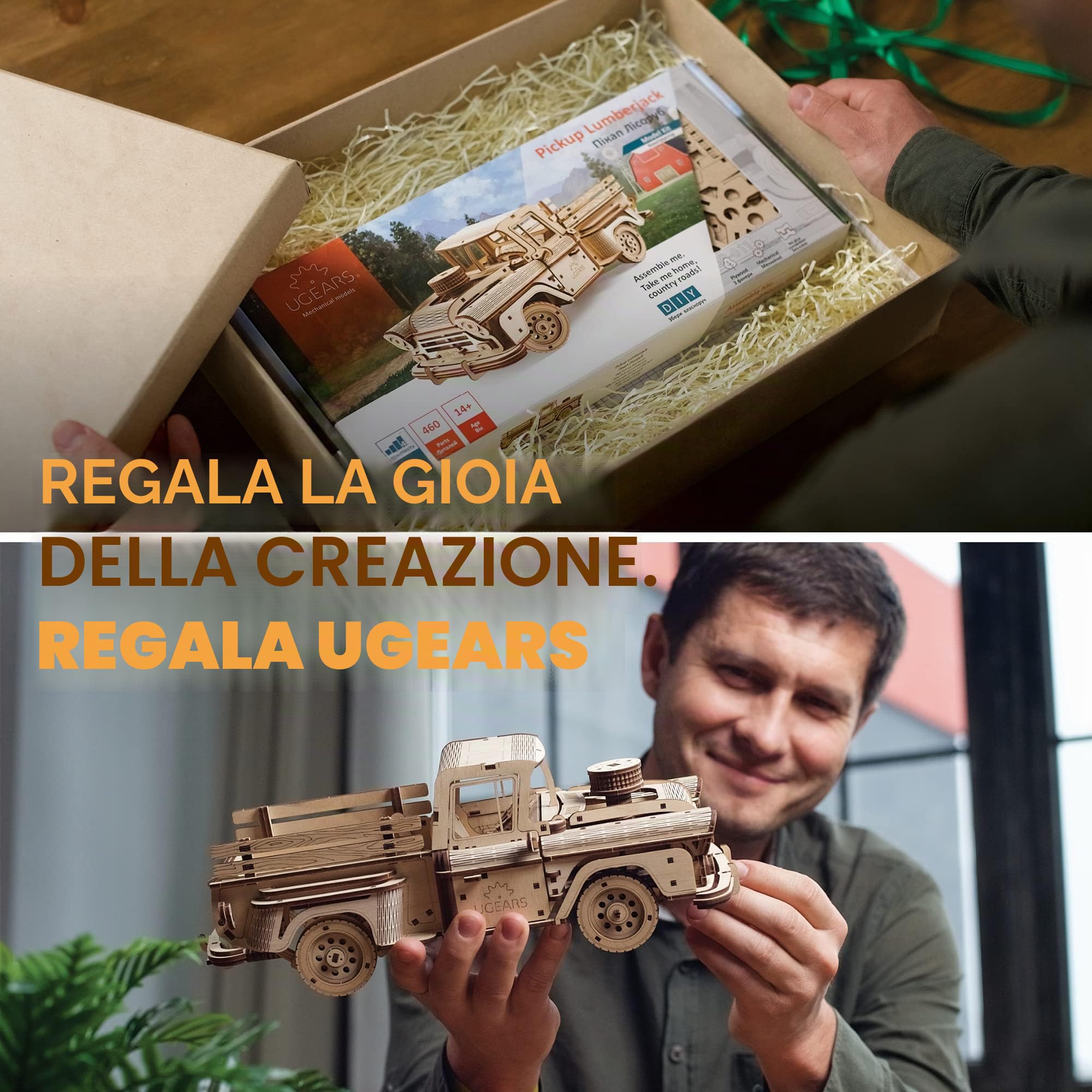 UGEARS Kit Modellino Auto da Costruire - Classico Pickup Lumberjack anni 1950 Puzzle 3D in Legno - Modellismo per Adulti - Puzzle in Legno per Adulti - Puzzle 3D in Legno, Modellini da Costruire