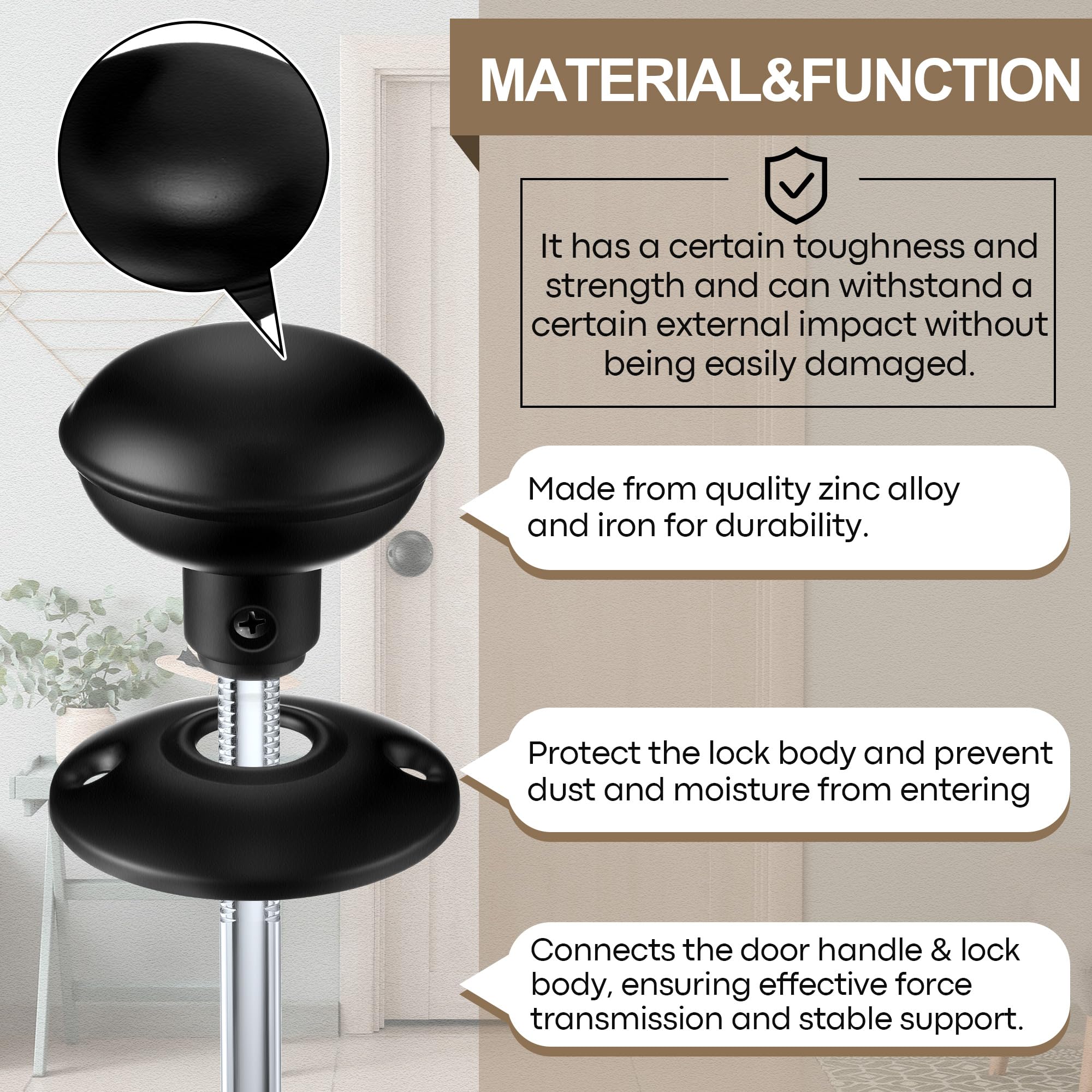 Matte Black Door Knobs - Retro Style Set -6