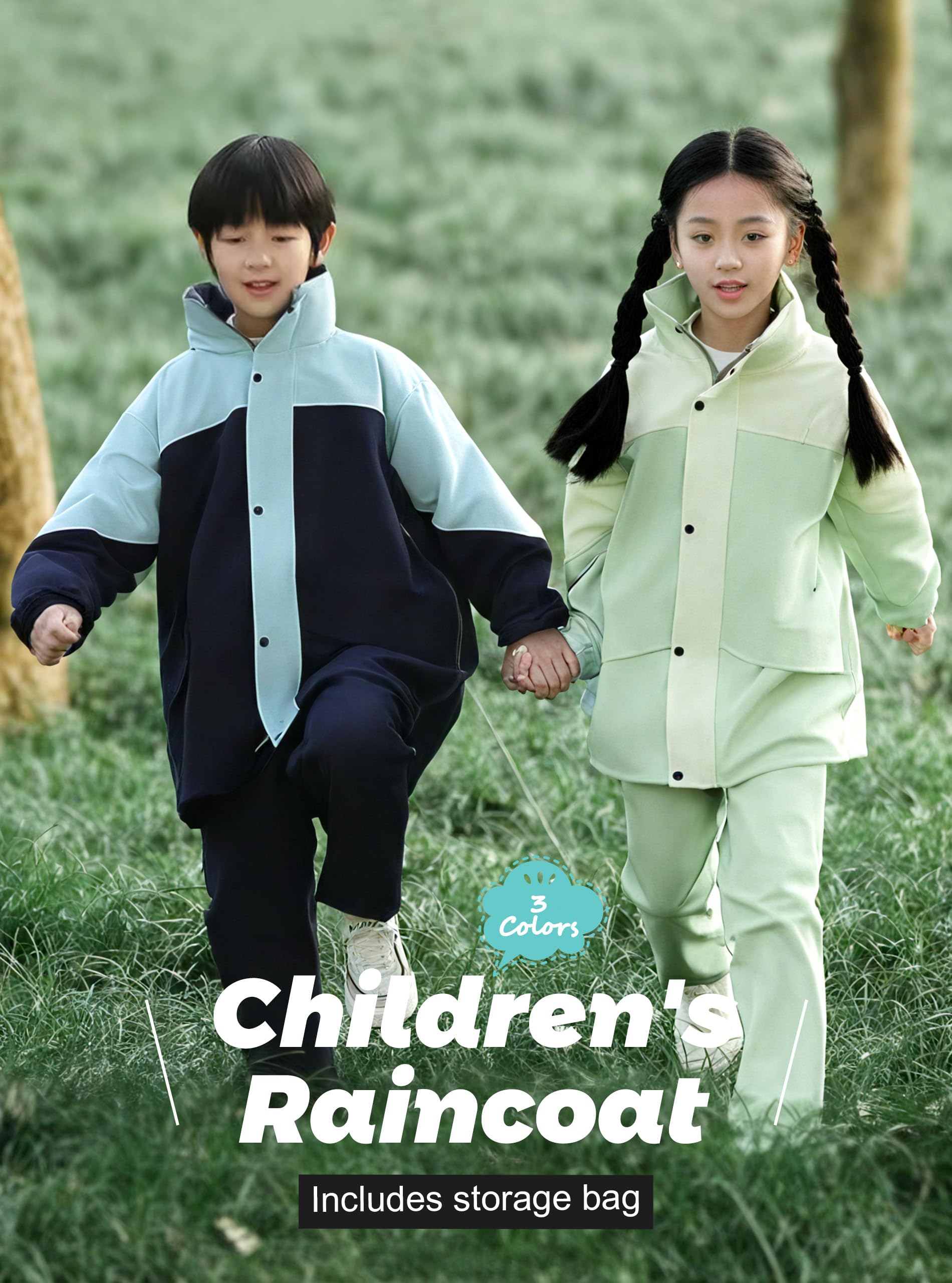 Volunboy Kinder Regenanzug Regenmantel mit Kapuze Jacke und Hose Wasserdichter Anzug