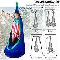 Vista 6 de Asiento de Columpio Tipo Cápsula para Niños, Máximo 300 Libras, Silla Columpio Sensorial para Niños para Interiores y Exteriores, Silla Hamaca