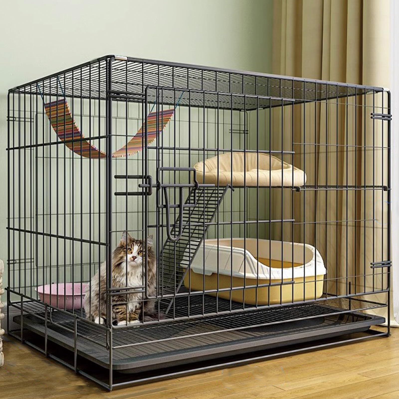 Gabbia per gatti per uso interno – Recinzione per esercizi con vassoio per una facile pulizia – ideale per piccoli animali come gatti, furetti e porcellini d'India
