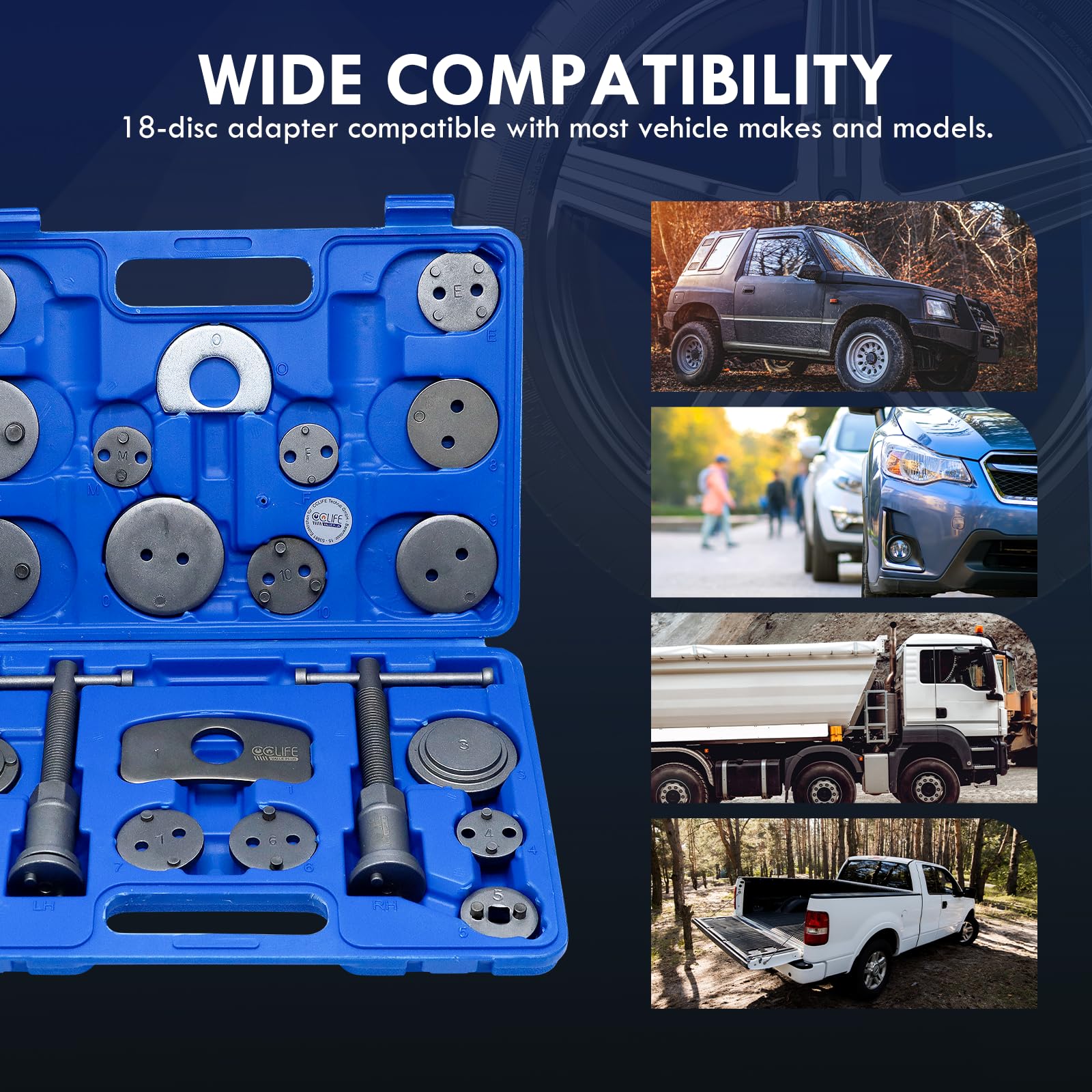 CCLIFE 22tlg Bremskolbenrücksteller Auto Universal Bremskolben Rückstellwerkzeug Set KFZ Werkzeug - 5