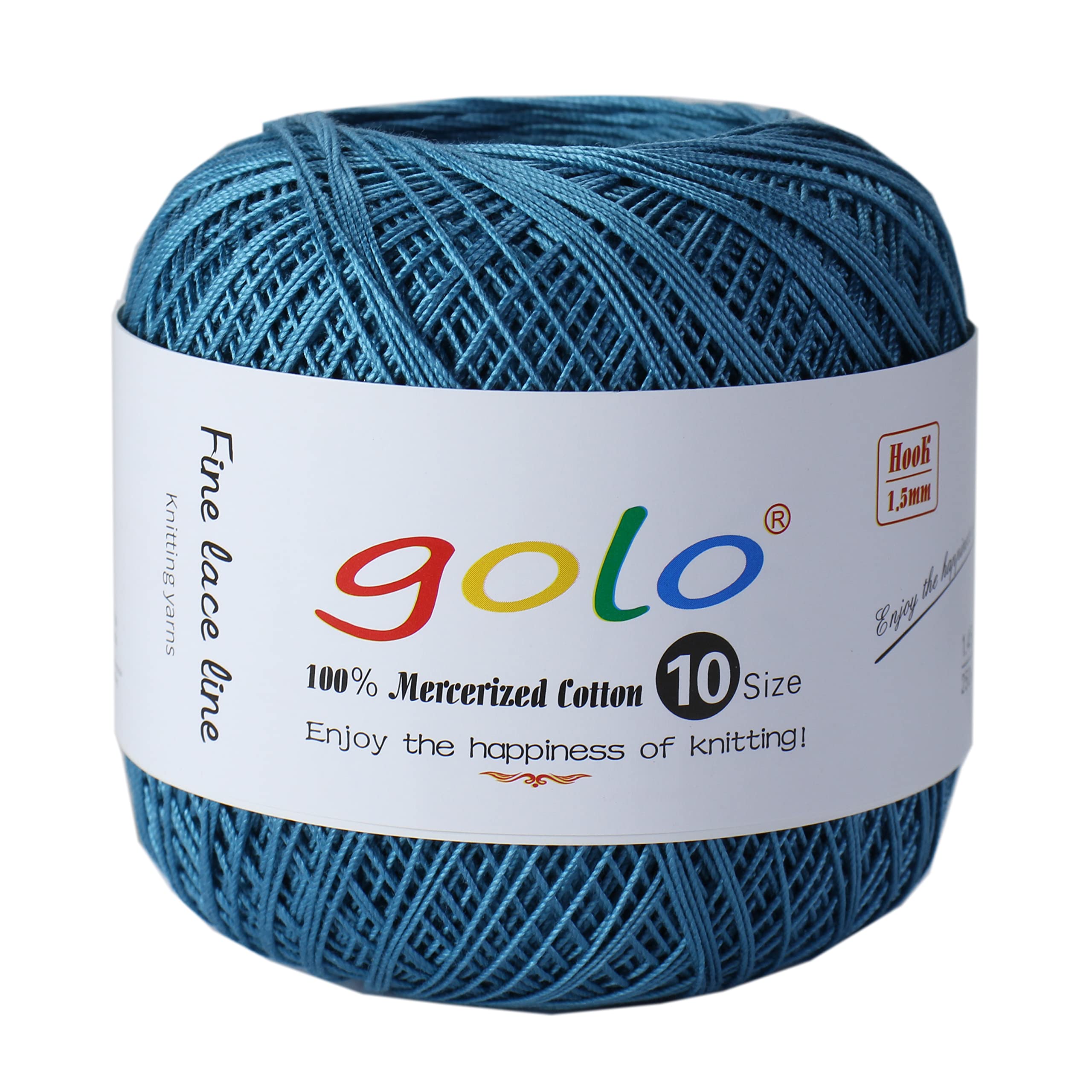 golo Cotton Crochet Thread Balls Size 10 Cotton Knitting Thread Yarn for Crochet Lake Blue 625