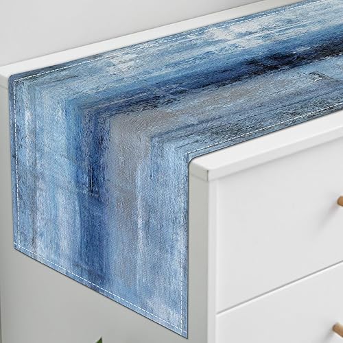 Miniatura 3 de Caminos de mesa de arte moderno de lino de granja, bufandas de tocador, estilo rústico retro para fiestas, cocina, mesa de comedor, café, decoración