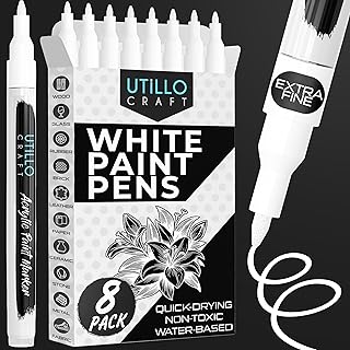 Utillo Craft White Paint Pen (8-Pack) Extra Fine 0.7mm