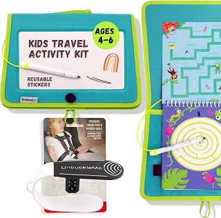 UnbuckleMe Car Seat Buckle Release Tool and Totebook Kids Dry Erase Activity Kit (Jungle Theme)