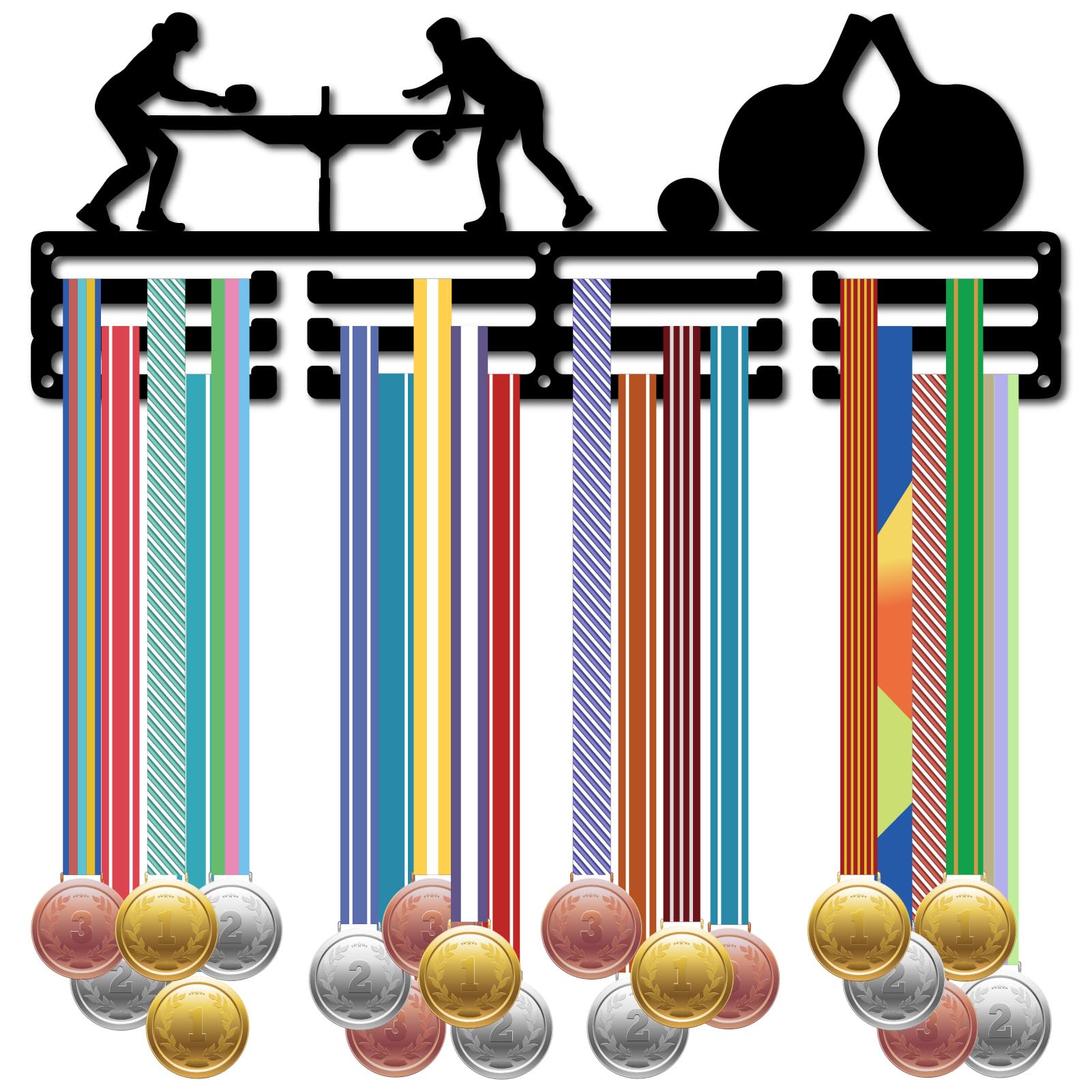 CREATCABIN Supporto Medaglie Tennis Tavolo Supporto Medaglie Espositore Medaglie Supporto Premi Sportivi in Metallo Supporto Parete in Ferro Decorazione Oltre 60 medaglia Competizione Cordino 40x15cm